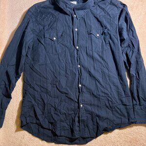 True Grit Men XL Black‎ Stripe Pocket Long Sleeve Button Down Shirt (N)